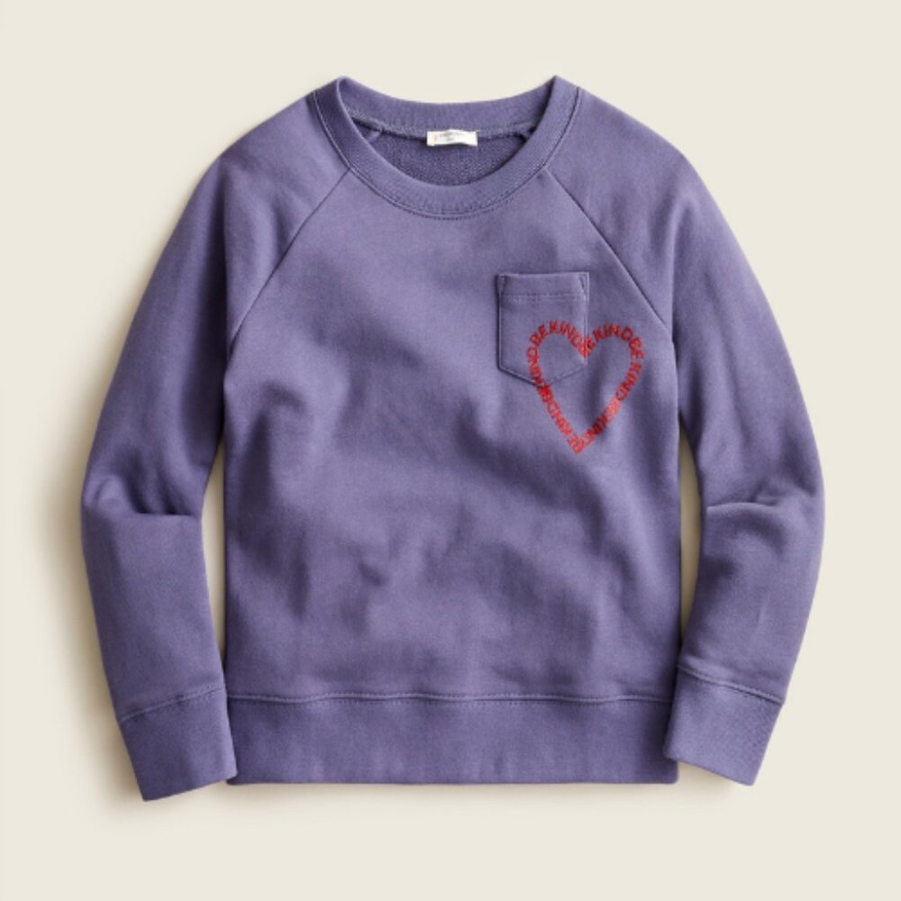 Crewcuts "Be Kind" Heart Crewneck Pocket Sweatshirt